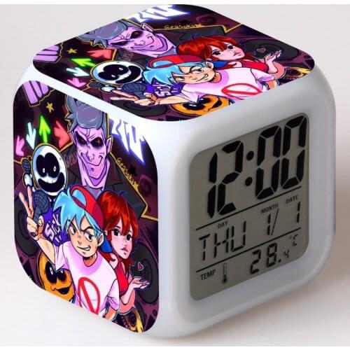 Flashing 7 Colors Change Touch light Alarm Clock Friday Night Funkin Anime Figrue Model Toys