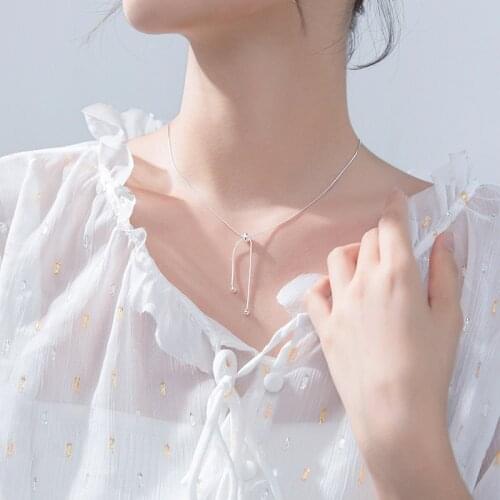 MloveAcc Real S925 Sterling Silver Snake Chain Pendant Neckalce Choker Adjustable Fine Jewelry kolye for Women bijoux femme