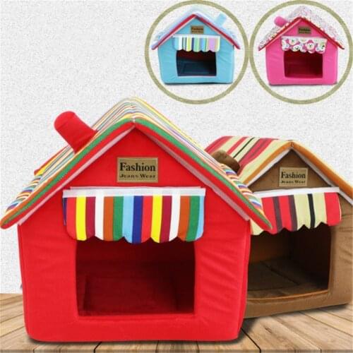 Fashion Striped Removable Cover Mat Dog House Dog Beds For Small Medium Dogs Pet Products House Pet Beds for Cat