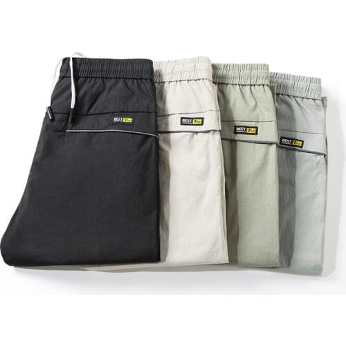 4-color Mens Casual Pants Summer Thin Solid Color Slim Cotton Elastic All-match Tapered Trousers Youth Korea Fashion Brand