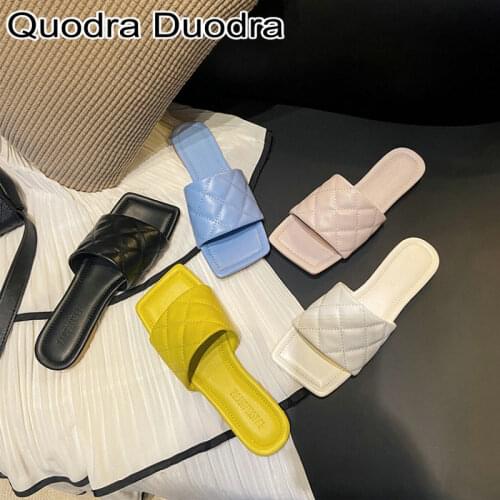 Basic Mules new Shoes Women Summer open Toe square toe flats Slip On shoes Outside Slippers indoors black/pink/yellow casual