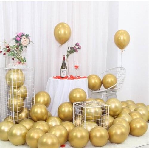 25pcs/Set Chorme Gold Mix Color New Glossy Metallic Latex Balloons Thick Rose Gold Inflatable Air Globos Baby Birthday Decora