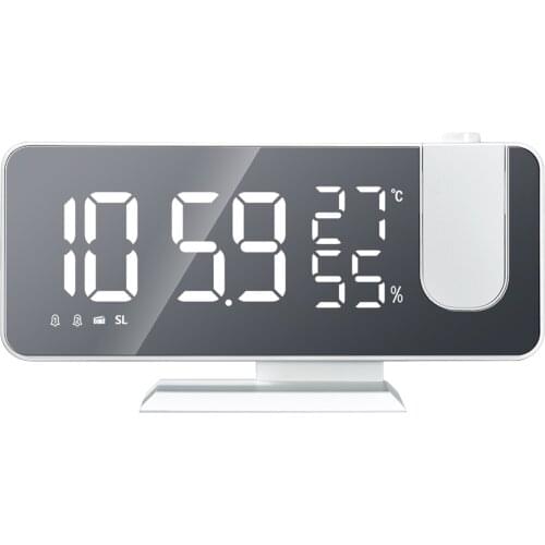 Four Functions Projection FM Radio Alarm Clock USB Table Large LED Display 2 Alarm Snooze Function Ceiling Projector Clock