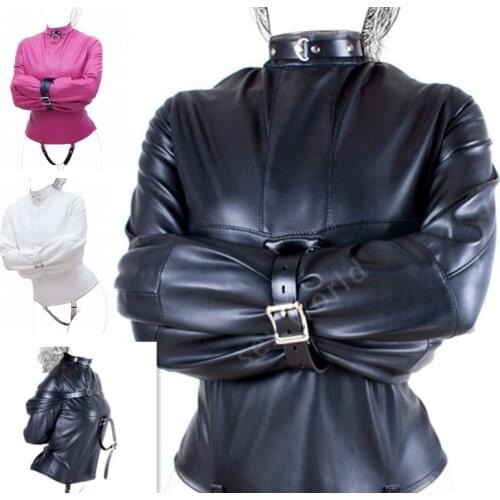 PU Leather Straitjacket BDSM Bondage Harness Women Adult Couple Game Straight Jacket Adjustable Fetish Do Customer Size Sex Shop