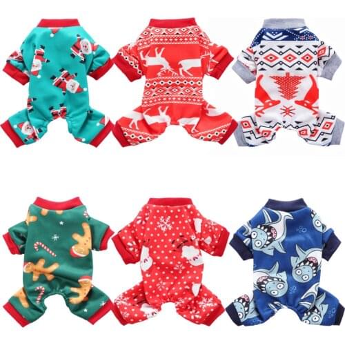Christmas Cat Clothes For Dog Jumpsuit Thicken Warm Pet Pajamas For Small DogS Clothing Halloween Cat Costume Winter Sleepwear35