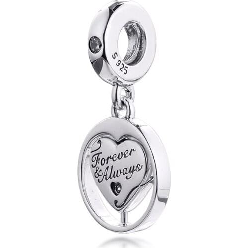 Spinning Forever Always Soulmate Dangle Charm 925 Sterling Silver Beads Fit Bangle Bracelets Necklaces DIY for Women Gift 021351