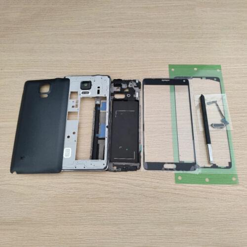 N910F Full Housing Replacement For Samsung Galaxy Note 4 Front glass+aluminum frame+Back Cover+S pen+Back Buttons+Adhesive