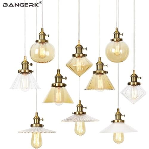 Loft Decor Modern Pendant Lamp Glass Shade Edison LED Hanging Light Fixtures Dining Room Bar Home Lighting Luminaire Droplight