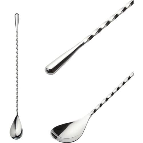 Long Handle Stainless Steel Spiral Cocktail Spoons Coffee Spoon Bartender Stirring Tools Kitchen Supplies Tableware Bar Tool