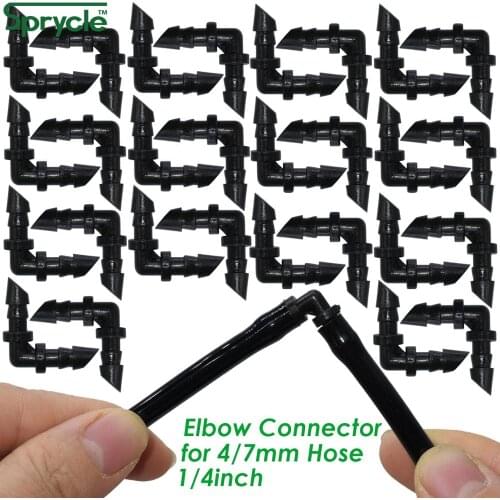 SPRYCLE 50X Barb 1/4" Elbow Couplings Garden Tube Connector Drip Irrigation Fitting for 4/7mm Hose Sprinkler Dripper Flower Pots