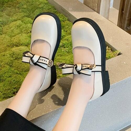 Women Oxford Shoes Retro Bow Mary Janes Shoes Black Loafers Leather Slip on Casual Shoes Low Heels Boat Shoe Zapatos Mujer 9325G