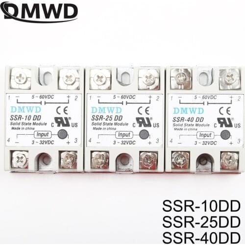 Solid State Relay SSR-10DD SSR-25DD SSR-40DD 10A 25A 40A AC Control DC Relais 3-32V DC TO 5-60VDC SSR 10AA 25AA 40AA