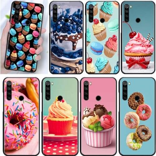 Cake Donut Sweet For Xiaomi Redmi Note 9 9S Max 8T 8 7 6 5 Pro 5A 4X 4 Bright Black Phone Case