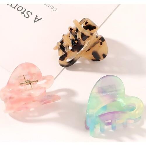 Fashion Mini Hair Claws Women Heart Round Semicircle Shaped Acetate Geometric Hairpins Barrettes Hair Accessories