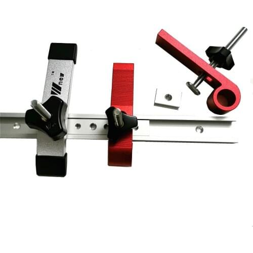 Woodworking T Slot Block Clamp and Miter Track Slider Bar Carpentry Pressboard Clamp Kit Positioning Limiter Miter Clip Device