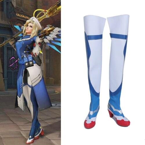 OW Angela Ziegler Cosplay Boots Shoes Game Party Cosplay Boots Custom Made for Women High Heel Shoes