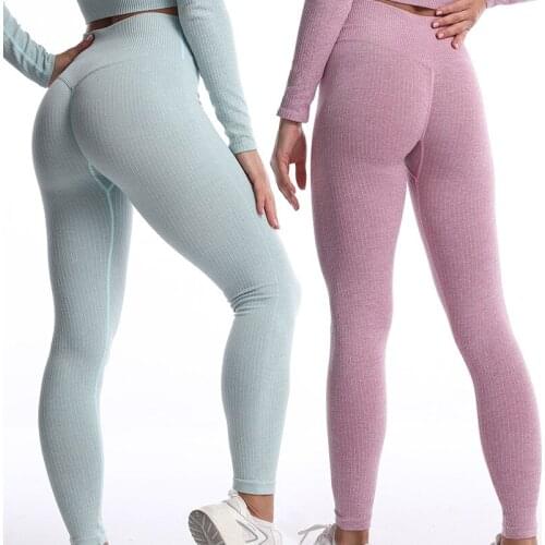 Women Yoga Pants Sportswear Seamlesss Leggings For Fitness Gym Clothing 8 Solid Colors High Waist Training Stripe Pants