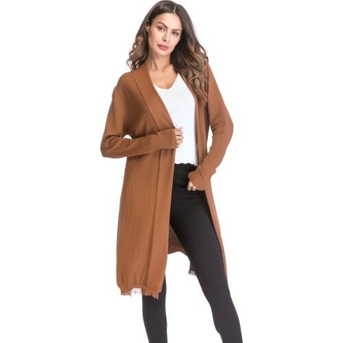 Winter Open Front Split Eyelash Tassel Solid Knitting Sweater Cardigan for Women Lady Autumn Cape Wrap Scarf Casual Long Coat