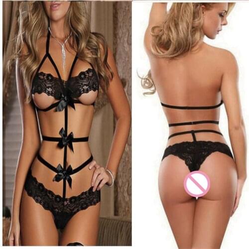 Women Sexy lace lingerie Nightdress hot erotic underwear open Bra and crotch sexy clothes costumes sex belt porn teddy Nightwear