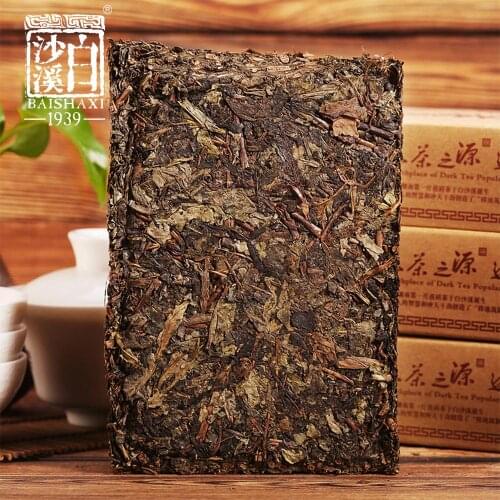 Baishaxi Golden Flower Fu Cha 1953 Anhua Dark Tea Brick Box Packing 338g