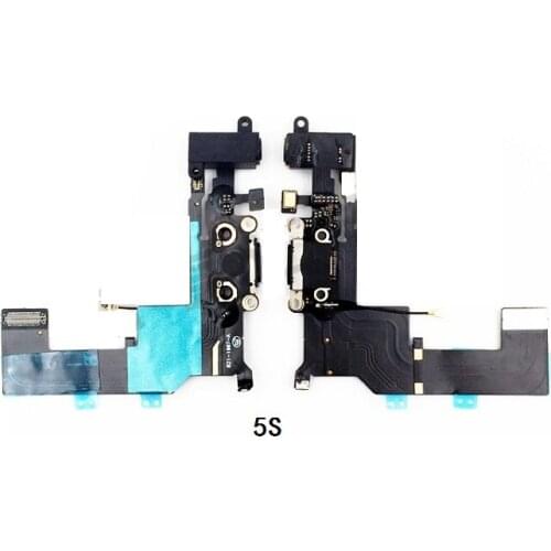 10pcs/lot USB Charger Dock Charging port For iPhone 5S Connector data Flex Cable (White and black)