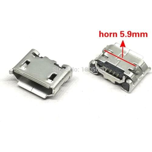 20pcs micro USB 5pin jack Ox horn 5.9mm Four legs plate socket short pin needle Female socket Mini USB connector Ox horn usb