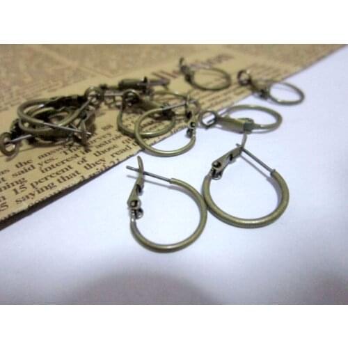 200pcs 16mm circle Antique Bronze French Hoop Earwire Earring Hook Wires Jewelry Findings Accessories For Bead Making