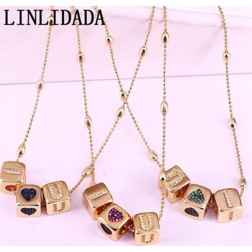 5Pcs Handmade cz necklace cubic zirconia micro pave Dice Spacer charm Bead Lover Necklaces ,fashion cz jewelry