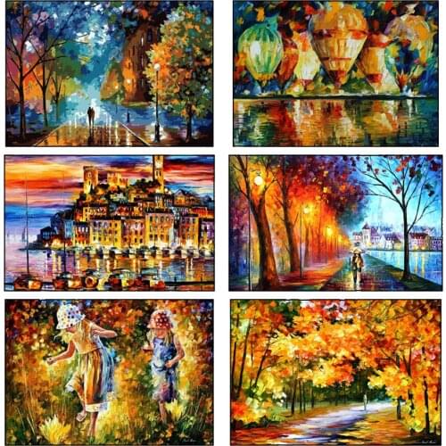 5D DIY Diamond Painting View Embroidery Diamond Painting Cross Stitch Rhinestone Mosaic Street Hot-Air Balloon Girl Oil Painting