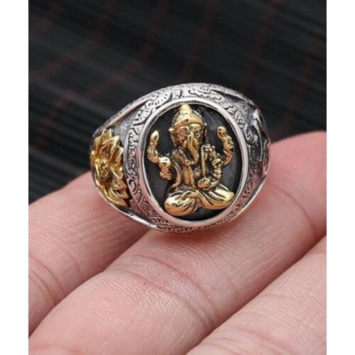 925 STERLING SILVER Lord Ganesha elephant RING jewelry Men Women gift A1906