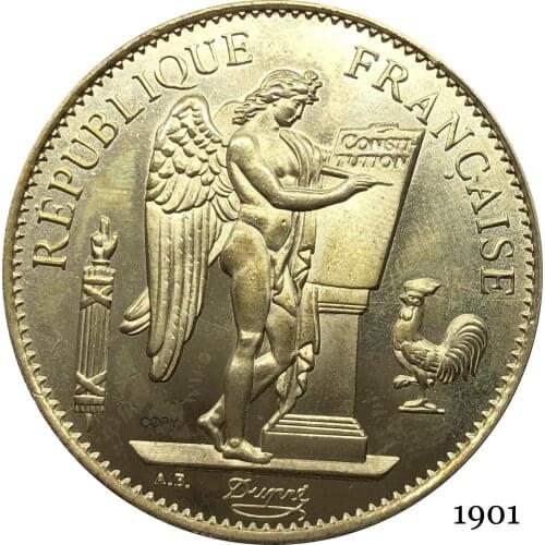 France Third Republic Francaise 1901 A 100 Francs Liberte EGALITE FRATERNITE Gold Coins Brass Metal Copy Coin