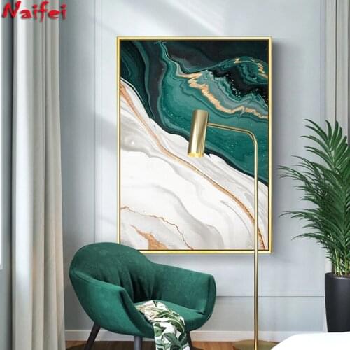 Diamond mosaic Abstract Gold foil lines Greenman Art Paintings For Living Room Bedroom Poster 5d diy diamond painting Home Decor
