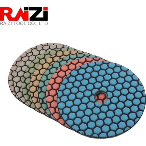 Raizi 5 inch Diamond Dry Polishing Pads for Granite Marble Stone Concrete Grit 50-3000 Sanding Grinding Polishing Disc