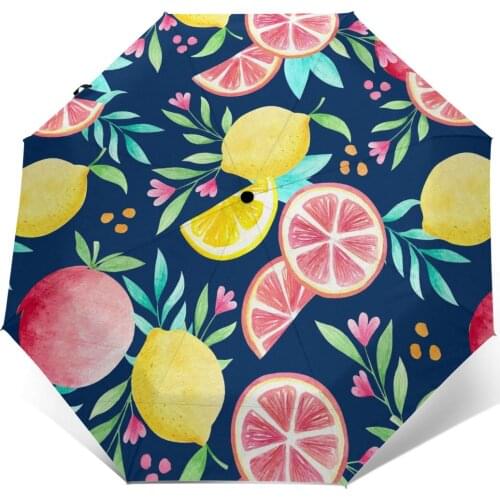 Automatic Umbrella Rain Women Three-folding Umbrella Colorful Fruits Windproof Umbrella Female Waterproof parasol