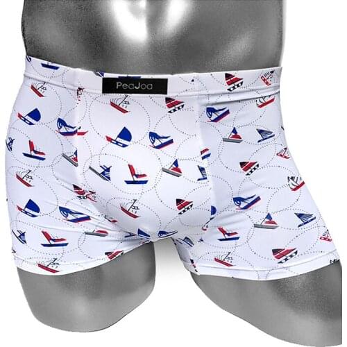 Men Ice Silk Boxers Underwear With Print High Quality Elastic Male Short Summer Breathable Sexy Panties Slip Undies