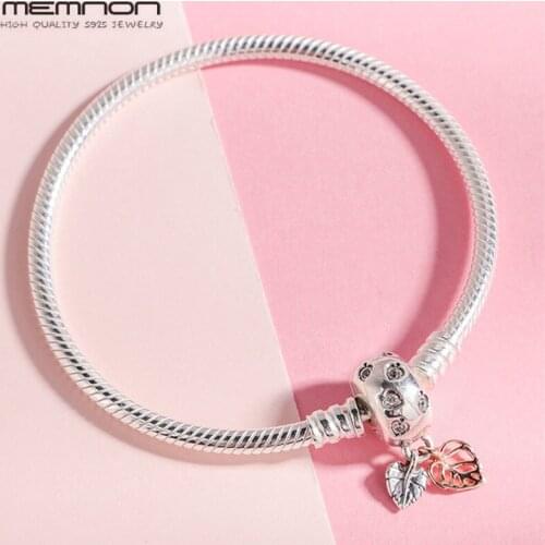 New 925 sterling silver Moments Leaves Snake Chain bracelets for women fit silver 925 Original charms beads DIY Memnon Jewelry