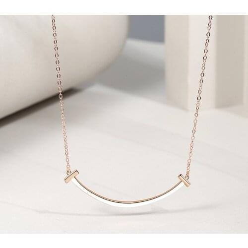 GorGor Necklace Women 925 Sterling Pattern Smiley Pendant Rose-color Minimalist Exquisite Anniversary Gift Jewelry A715