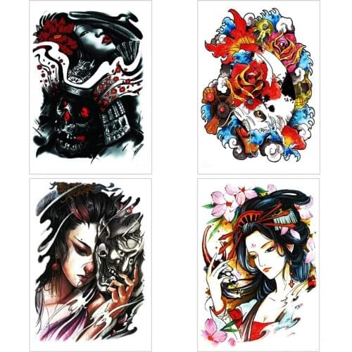 HOT SALE 48X34CM Beautiful Women And Skull Temporary Body Tattoo Art Stickers Big tattoo