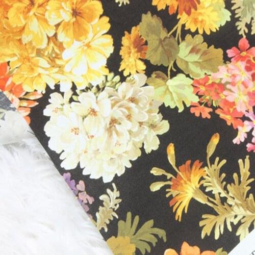 Graceful Big Blooming Rose Flower Printed Cotton Fabric 50x105cm Floral Fabric Patchwork Cloth Dress Home Decoration