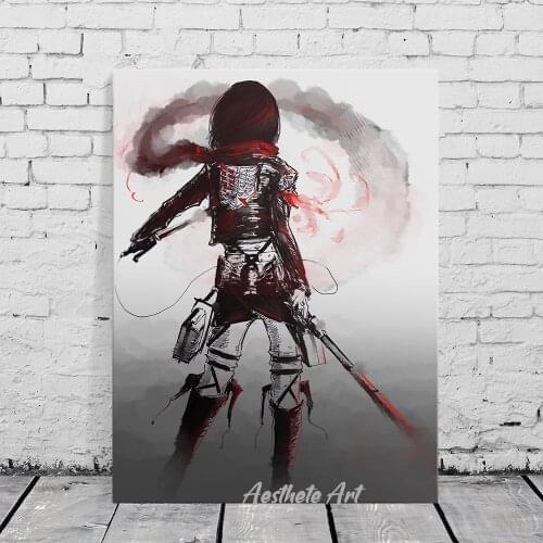Mikasa Shingeki no Kyojin Attack on Titan Anime Home Decor Canvas Poster Print Decoration Art Wall Picture Living Room Painting