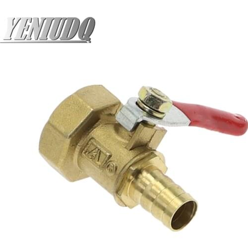 Brass Barbed ball valve 4-12 Hose Barb 1/8'' 1/2'' 1/4'' Female Thread Connector Joint Copper Pipe Fitting Coupler Adapter