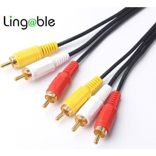 Lingable RCA-RCA Audio Cables 3 RCA to 3RCA Audio Video Cable Male To Male 3RCA To 3RCA Audio Video AV Cable Cord Wire For DVD