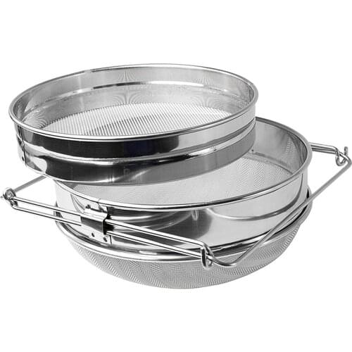 Double-Deck Stainless Steel Honey Strainer Double Screen Sieve Stainless Steel Beekeeping Equipment Filter Durable Settling Tank