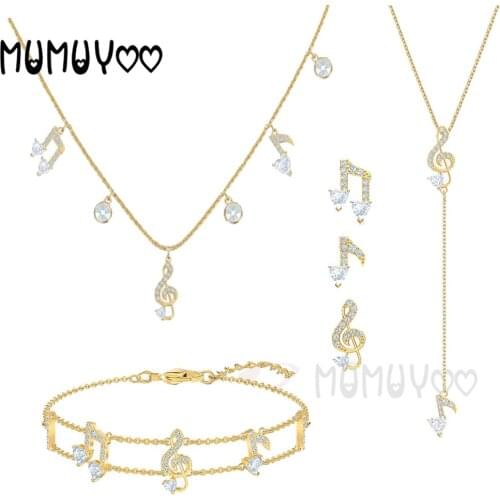SWA Fashion Jewelry New High Quality Charm Exquisite Beautiful Musical Note Women Necklace Luxury Romantic Jewelry Gift