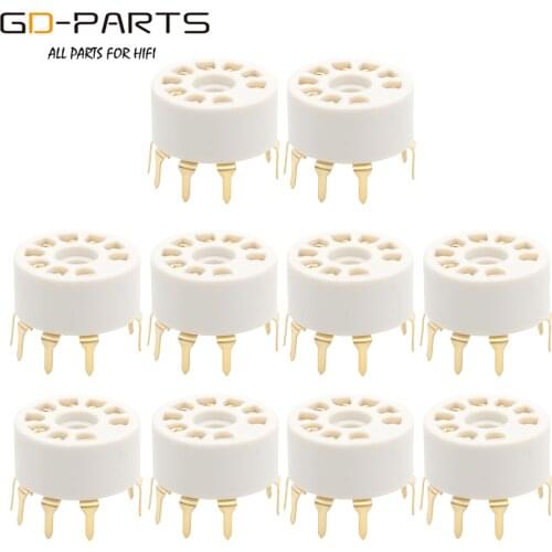 PCB Mount B9A 9 Pin Plastic Tube Sockets Valve Tube Base For 12AX7 6DJ8 ECC83 5670 6922 EL84 12AU7 12AT7 Gold Plated