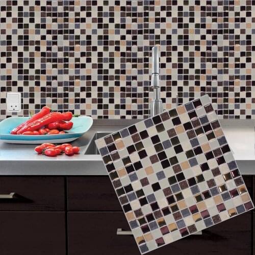 Mosaic Kitchen Sticker Countertop Backsplash Oil Proof Wallpaper Bathroom Mirror Border Decorative Wall Sticker Waterproof 12 in