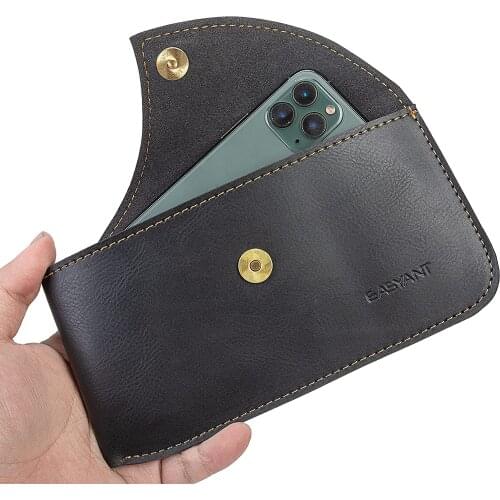 Leather Phone Belt Holster Men for Cell Phone Holsters Belt Clip Smartphone Pouch Case Horizontal Holder Compatible Phones Case
