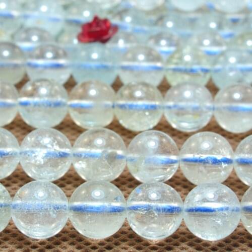 Natural Topaz Crystal Smooth Round Loose Beads Wholesale Gemstone Semi Precious Stones Bracelet Necklace Diy Jewelry Making 15"