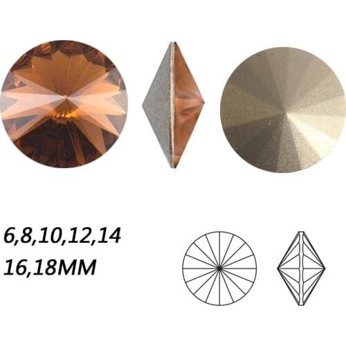 NYMR #1122 All Sizes Smoked Topaz Rivoli Fancy Rhinestone Pointed Back Sew On Strass Crystal For Jewelry Making