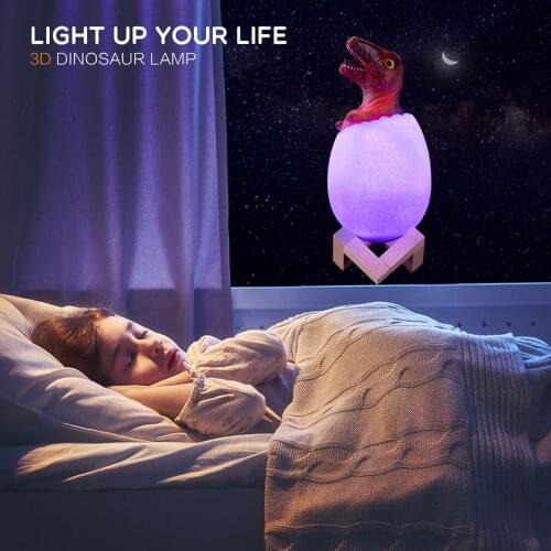Novel Creative 3D Dinosaur Egg Lamps Night Lights Remote Pat Touch Control Table Desk Bedroom Decor Toys USB Rechargeable Gift